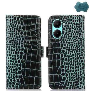 For Realme C33 4G Crocodile Top Layer Cowhide Leather Phone Case(Green)