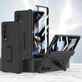 For Samsung Galaxy Z Fold4 5G GKK Vertical Stripe Magnetic Hinge Flip Phone Case(Black)