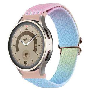 For Samsung Galaxy Watch 5 / Watch 5 Pro / Watch 4 Weave Gradient Color Watch Band(Pink Yellow Blue)