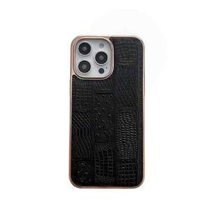 For iPhone 13 Pro Max Nano Electroplate Mahjong Texture Leather Phone Case(Black)