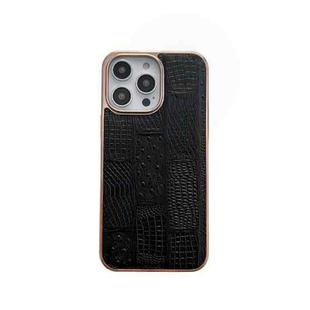 For iPhone 13 Pro Nano Electroplate Mahjong Texture Leather Phone Case(Black)