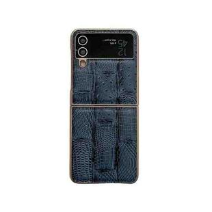 For Samsung Galaxy Z Flip4 Nano Electroplate Mahjong Texture Leather Phone Case(Blue)