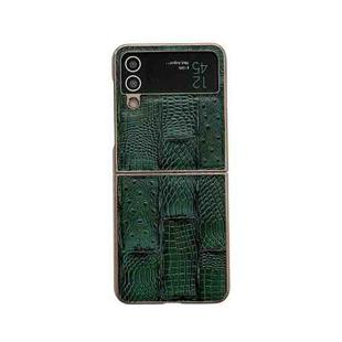 For Samsung Galaxy Z Flip4 Nano Electroplate Mahjong Texture Leather Phone Case(Green)