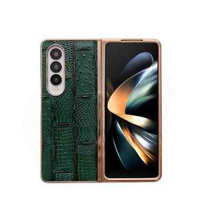 For Samsung Galaxy Z Fold4 Nano Electroplate Mahjong Texture Leather Phone Case(Green)