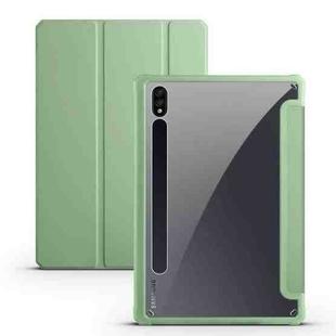 For Samsung Galaxy Tab S7+ Acrylic 3-folding Smart Leather Tablet Case(Green)