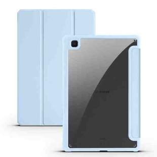 For Samsung Galaxy Tab S6 Lite Acrylic 3-folding Smart Leather Tablet Case(Ice Blue)