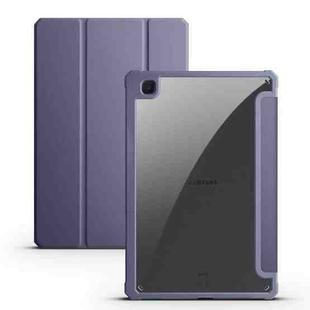 For Samsung Galaxy Tab S6 Lite Acrylic 3-folding Smart Leather Tablet Case(Purple)