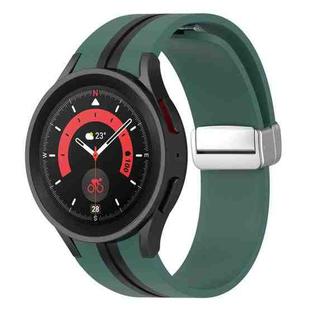 For Samsung Galaxy Watch 5 Pro Two-color Silver Buckle Silicone Watch Band(Olive Green Black)