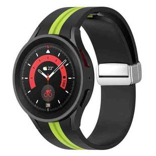 For Samsung Galaxy Watch 5 Pro Two-color Silver Buckle Silicone Watch Band(Black Lime Green)