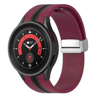 For Samsung Galaxy Watch 5 Pro Two-color Silver Buckle Silicone Watch Band(Wine Red Black)