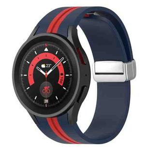 For Samsung Galaxy Watch 5 Pro Two-color Silver Buckle Silicone Watch Band(Midnight Blue Red)