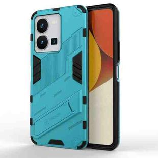 For vivo Y35 4G Global PC + TPU Shockproof Phone Case with Invisible Holder(Blue)