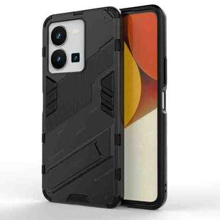 For vivo Y35 4G Global PC + TPU Shockproof Phone Case with Invisible Holder(Black)