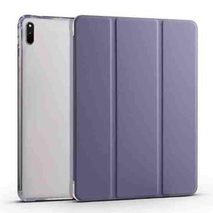 For Huawei MatePad 11 2021 3-folding Transparent TPU Smart Leather Tablet Case(Purple)