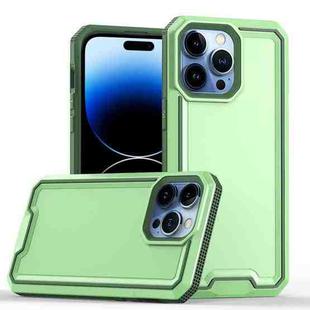 For iPhone 14 Pro Max Armour Two-color TPU + PC Phone Case(Green+Grey)