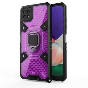 For Samsung Galaxy A22 5G Space PC+TPU Ring Holder Protective Phone Case(Purple)