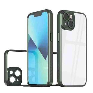 For iPhone 13 Cool Armor Transparent Phone Case(Dark Green)