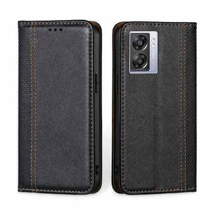 For OPPO K10 5G Global Grid Texture Magnetic Flip Leather Phone Case(Black)