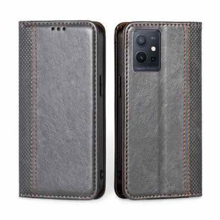 For vivo Y52t Grid Texture Magnetic Flip Leather Phone Case(Grey)