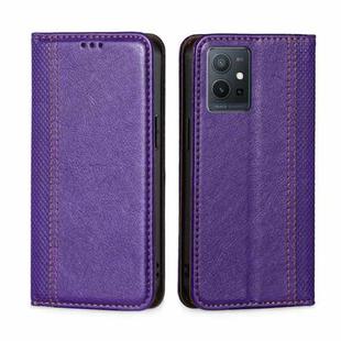 For vivo Y52t Grid Texture Magnetic Flip Leather Phone Case(Purple)