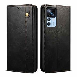 For Xiaomi 12T/12T Pro/Redmi K50 Ultra Oil Wax Crazy Horse Texture Leather Phone Case(Black)