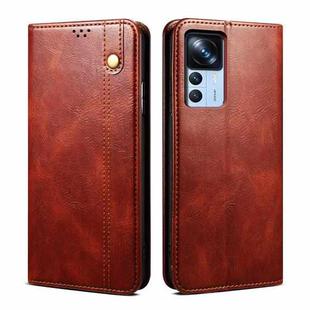For Xiaomi 12T/12T Pro/Redmi K50 Ultra Oil Wax Crazy Horse Texture Leather Phone Case(Brown)