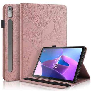 For Lenovo Tab P11 Pro Gen 2 Life Tree Series Horizontal Flip Leather Case with Holder(Rose Gold)