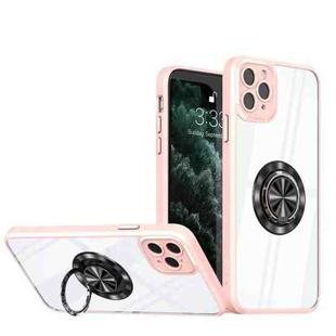 For iPhone 14 Pro Max Cool Armor Ring Holder Transparent Phone Case(Pink)