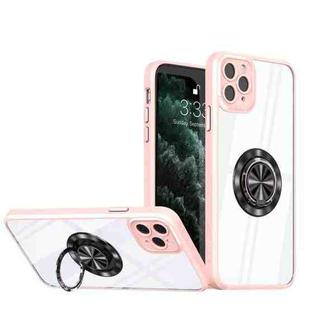 For iPhone 14 Pro Cool Armor Ring Holder Transparent Phone Case(Pink)