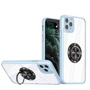 For iPhone 13 Pro Max Cool Armor Ring Holder Transparent Phone Case(Blue)