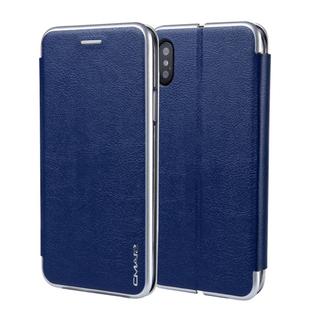 For iPhone  XS / X CMai2 Linglong Series PC+PU Horizontal Flip Leather Case with Holder & Card Slot(Royal Blue)