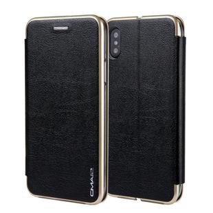 For iPhone  XS / X CMai2 Linglong Series PC+PU Horizontal Flip Leather Case with Holder & Card Slot(Black)