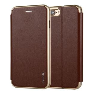 For iPhone 8 Plus & 7 Plus CMai2 Linglong Series PC+PU Horizontal Flip Leather Case with Holder & Card Slot(Brown)