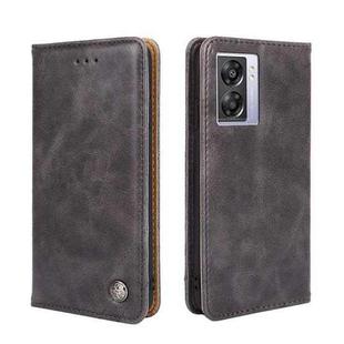 For OPPO K10 5G Global Non-Magnetic Retro Texture Flip Leather Phone Case(Grey)