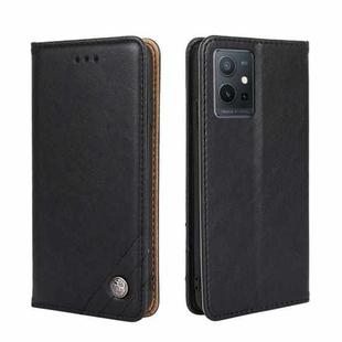 For vivo Y52t Non-Magnetic Retro Texture Flip Leather Phone Case(Black)