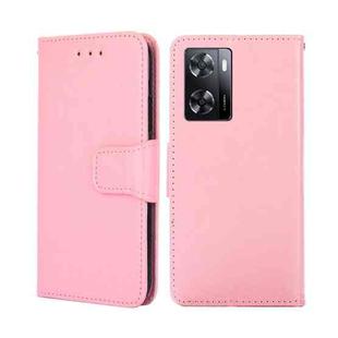 For OPPO A57s 4G / A57e 4G Crystal Texture Flip Leather Phone Case(Pink)