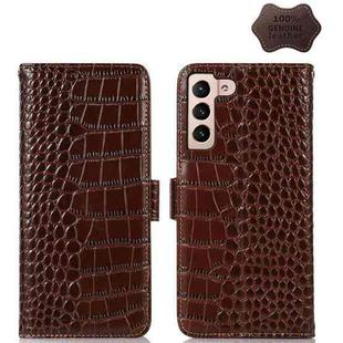 For Samsung Galaxy S23+ 5G Crocodile Top Layer Cowhide Leather Phone Case(Brown)