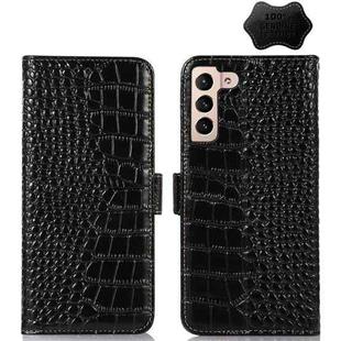 For Samsung Galaxy S23+ 5G Crocodile Top Layer Cowhide Leather Phone Case(Black)