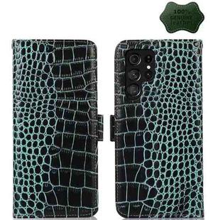 For Samsung Galaxy S23 Ultra 5G Crocodile Top Layer Cowhide Leather Phone Case(Green)