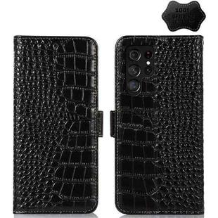 For Samsung Galaxy S23 Ultra 5G Crocodile Top Layer Cowhide Leather Phone Case(Black)