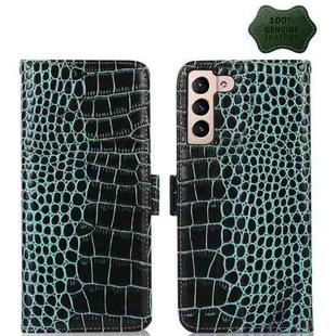 For Samsung Galaxy S23 5G Crocodile Top Layer Cowhide Leather Phone Case(Green)
