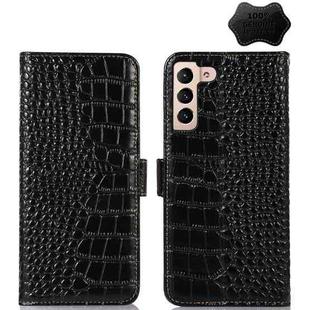 For Samsung Galaxy S23 5G Crocodile Top Layer Cowhide Leather Phone Case(Black)