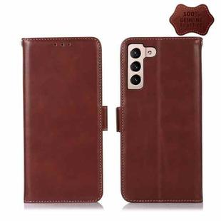 For Samsung Galaxy S23+ 5G Crazy Horse Top Layer Cowhide Leather Phone Case(Brown)