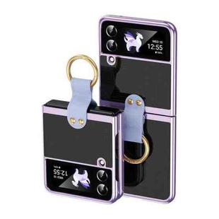 For Samsung Galaxy Z Flip4 5G Electroplating Transparent Phone Case with Ring(Purple)