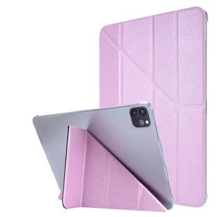 For iPad Pro 11 (2020) Silk Texture Horizontal Deformation Flip Leather Tablet Case with Three-folding Holder(Pink)