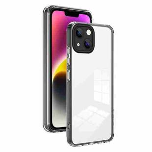 For iPhone 14 3 in 1 Clear TPU Color PC Frame Phone Case(Black)