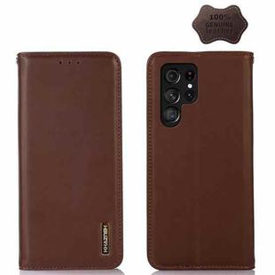 For Samsung Galaxy S23 Ultra 5G KHAZNEH Nappa Top Layer Cowhide Leather Phone Case(Brown)