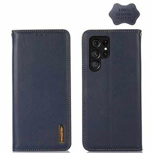 For Samsung Galaxy S23 Ultra 5G KHAZNEH Nappa Top Layer Cowhide Leather Phone Case(Blue)