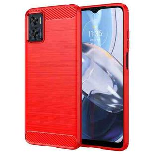 For Motorola Moto E22i Brushed Texture Carbon Fiber TPU Phone Case(Red)