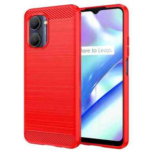 For Realme C30s Brushed Texture Carbon Fiber TPU Phone Case(Red)
